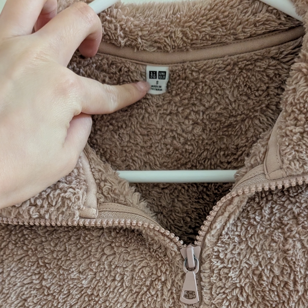 Uniqlo Dusty Pink Fluffy Yarn Fleece Full-Zip Jacket Size Small - Picture 2 of 5